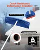 A snow shovel with text overlays highlighting its features, set against a snowy background. Podgląd zdjęcia produktu