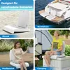 Collage showing a portable folding seat in various outdoor settings: on a beach, on a boat, by a pool, and while camping. Podgląd zdjęcia produktu