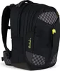 A black backpack with gray checkered accents and a yellow zipper pull. Podgląd zdjęcia produktu