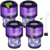 A set of four purple vacuum cleaner filters and a cleaning brush. Produktbild-Vorschau