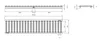 Technical drawings with dimensions of a drainage grate. Anteprima dell’immagine prodotto