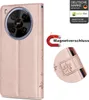 A rose gold flip case for a smartphone, shown from the front with a close-up of the magnetic closure. Produktbild-Vorschau