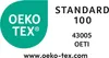 OEKO-TEX STANDARD 100 certification logo with a website address. Anteprima dell’immagine prodotto