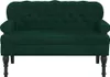 A dark green velvet loveseat with tufted backrest and rolled arms, shown from the front on a white background. Náhled obrázku produktu