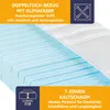 A close-up view of a mattress with text overlays highlighting its features. Produktbild-Vorschau