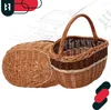 Two wicker baskets are shown, one upright with a handle and the other lying on its side. Produktbild-Vorschau