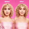 A split image showing a woman's hair before and after using a product. Produktbild-Vorschau