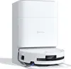 A white robot vacuum cleaner docked in its charging station. Produktbild-Vorschau