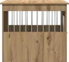 A front view of a wooden dog crate with silver bars. Produktbild-Vorschau