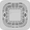 The underside of a white Wi-Fi mesh device with ventilation slots and mounting holes. Náhled obrázku produktu