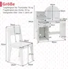 A size chart for a child's vanity set, showing dimensions of the chair and the vanity table. Podgląd zdjęcia produktu