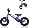 A purple balance bike is shown from a side angle, with a smaller version of the same bike in the upper right corner. Produktbild-Vorschau