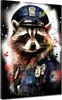 Street Art Waschbär Polizei Leinwandbild Wandbild Produktbild-Vorschau 1