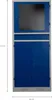 A tall, narrow cabinet with a glass-top section and two blue doors at the bottom. Produktbild-Vorschau