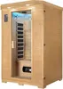 An infrared sauna cabin made of wood, with a glass door and interior lighting. Produktbild-Vorschau