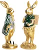 2 edle Osterhasen Dekofiguren Hasen Paar Gold grün 30 cm Produktbild-Vorschau 3