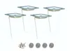 Four white furniture legs with silver mounting plates are displayed on a white background. Below the legs are screws and felt pads. Náhľad obrázku produktu