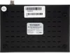 The underside of a black satellite receiver with labels and feet. Produktbild-Vorschau