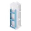 A white and blue rotating bookshelf designed for children, shaped like a house. Náhled obrázku produktu