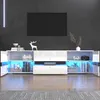 OKWISH Meuble TV Moderne avec LED - 2 Portes et 1 Tiroir, Voir les images du produit 2