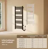 EMKE Scaldasalviette elettrico 1200x400 mm, 450W nero con Anteprima dell’immagine prodotto 6