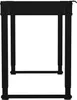 A black adjustable table base is shown from the front. Voir les images du produit