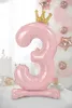 Folien-Standballon Zahl "3", 84 cm, hellrosa Produktbild-Vorschau 2
