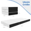 A folded and unfolded mattress with dimensions indicated. Produktbild-Vorschau