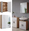 A collage of images showing a bathroom cabinet and vanity set. Náhled obrázku produktu