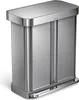 A studio shot of a silver, dual-compartment trash can with a foot pedal. Podgląd zdjęcia produktu