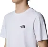 A close-up shot of a person wearing a white t-shirt with a small black logo on the left chest. Produktbild-Vorschau