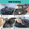 A collage of four images showing the steps to install a motor on a robot vacuum cleaner. Produktbild-Vorschau