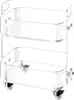 A clear, studio shot of a two-tiered acrylic rolling cart. Produktbild-Vorschau