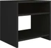 A black wooden bedside table with two open shelves, shown from a three-quarter angle against a white background. Anteprima dell’immagine prodotto