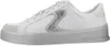 A side view of a white Skechers sneaker with silver accents. Produktbild-Vorschau