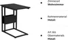 A black side table with a shelf, next to descriptive text. Náhľad obrázku produktu