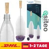 A collage of product images showing a bottle cleaning brush and its packaging, along with shipping and delivery information. Voir les images du produit