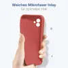 A hand holding a red phone case against a white background. Produktbild-Vorschau