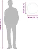 A diagram showing the dimensions of a round mirror in relation to a person's height. Voir les images du produit