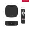 Product dimensions and remote control shown with a streaming box. Podgląd zdjęcia produktu