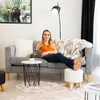 Relaxdays Hocker Kunstleder, gepolstert, 4 Holzbeine, Produktbild-Vorschau 5