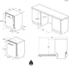 Technical drawings and dimensions of a dishwasher. Voir les images du produit