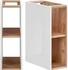 Two views of a cabinet with shelves, one open and one closed. Produktbild-Vorschau