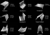 A diagram showing different types of metal flashing with labels and dimensions. Produktbild-Vorschau