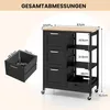 Kücheninselwagen mit Stauraum, Räder, Schwarz, 67 x 37 x 84 Produktbild-Vorschau 2