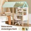 A child's bed with a desk and bookshelf underneath, set up in a bedroom. Produktbild-Vorschau
