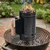 Relaxdays Anzündkamin Grill, mit Holzgriff & Hitzeschild, Produktbild-Vorschau 6