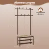 A diagram showing the dimensions of a coat rack with a shoe bench. Produktbild-Vorschau