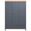 vidaXL Armadio a 3 ante Hill grey 127x50x170 cm in legno di Anteprima dell’immagine prodotto 7