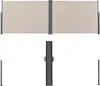 A product shot of a beige retractable side awning, shown in two configurations: fully extended and retracted. Produktbild-Vorschau